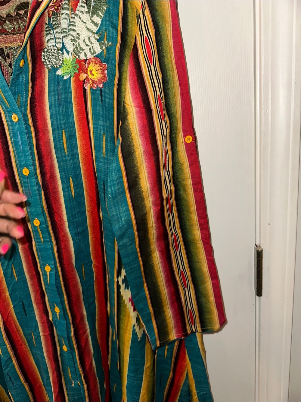 NWOT Andree By Unit - Savanna Jane Western Embroidered Button Down Duster - Picture 4 of 7